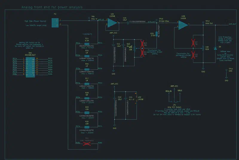 Schematic of the analog front end for power analysis