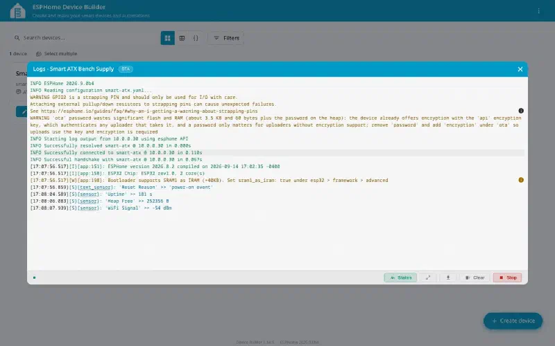 Live log output streaming over the network