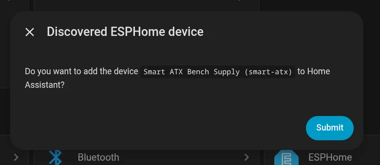Confirming the discovered ESPHome device